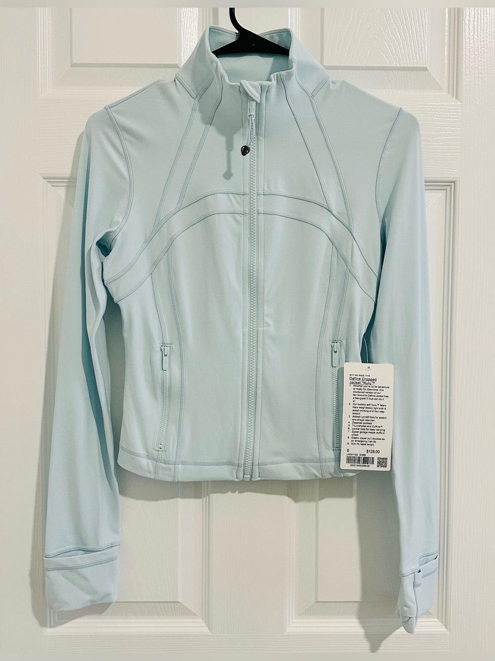 Lululemon Define Cropped Jacket Nulu Sheer Blue Size 6-NWT